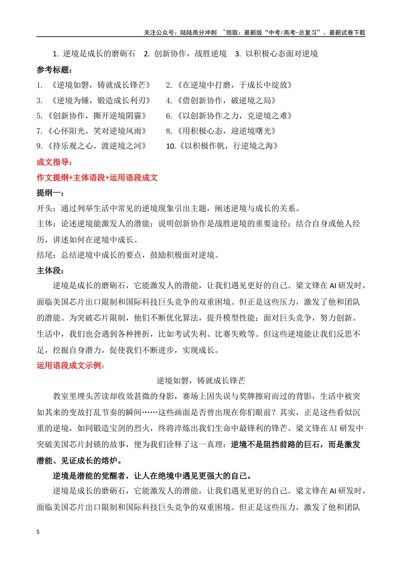 《01梁文锋DeepSeek最新热点素材（材料多用+语段成文实例导写）-（全国通用）_专项复习_2025年_2025年高考语文作文专项复习_资料_高考语文二轮复习之作文（全国通用）》第5页预览