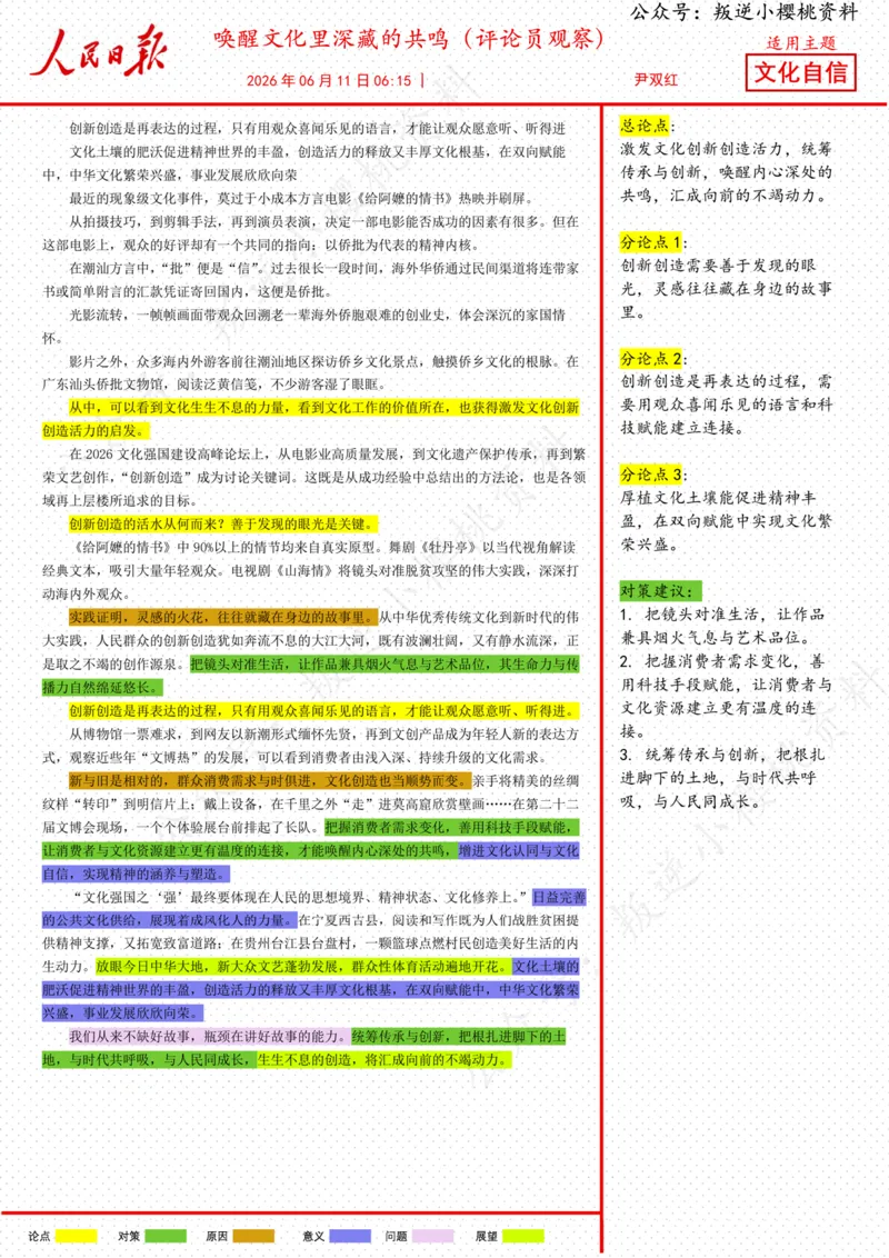 《11日-唤醒文化里深藏的共鸣（评论员观察）_3539.2027北京定向选调_08选调高分范文+写作素材+申论刷题集_20、人民日报范文每日精讲（按月更新）_6月人民日报精读》第1页预览