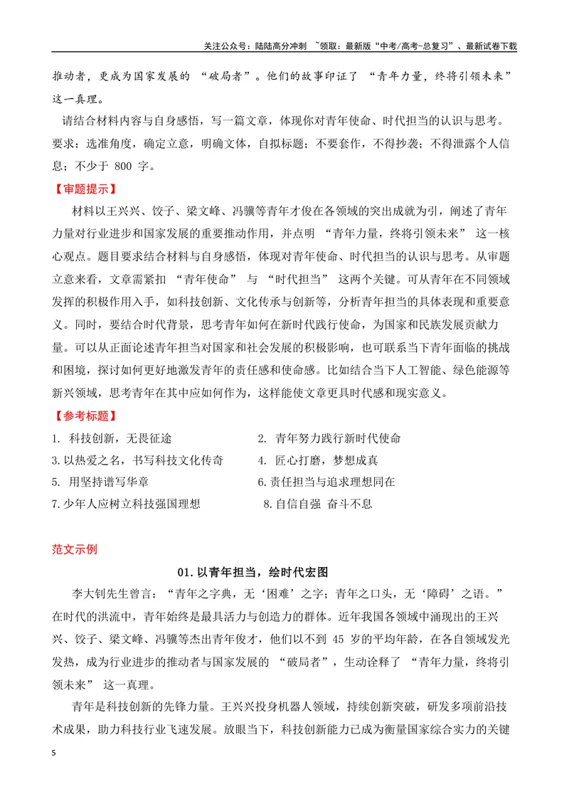 《02宇树科技创始人王兴兴“（材多用”作文导写）-（全国通用）_专项复习_2025年_2025年高考语文作文专项复习_资料_高考语文二轮复习之作文（全国通用）》第5页预览