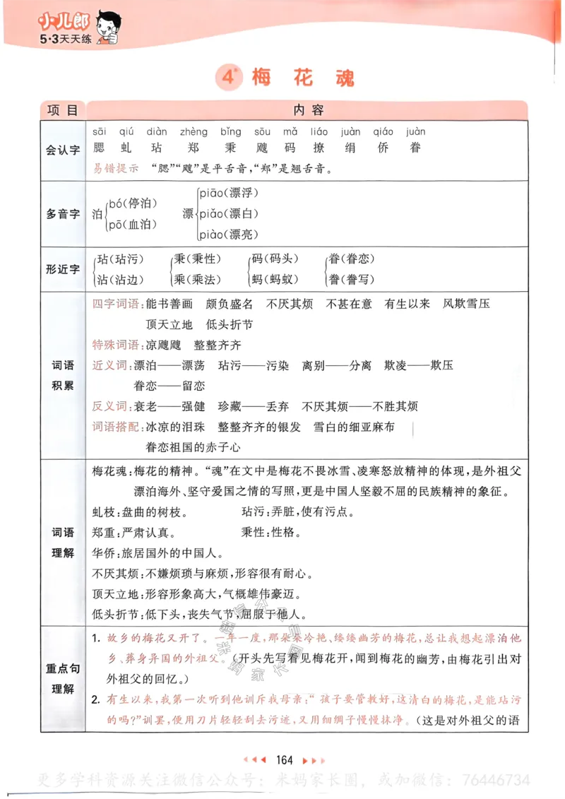 《070.24春语文53天天练五年级下册课堂笔记公众号：米妈家长圈_小学1-6年级全科全套_1-6年级全科下册_五年级_其他补充资料_教辅系列_语文资料》第9页预览