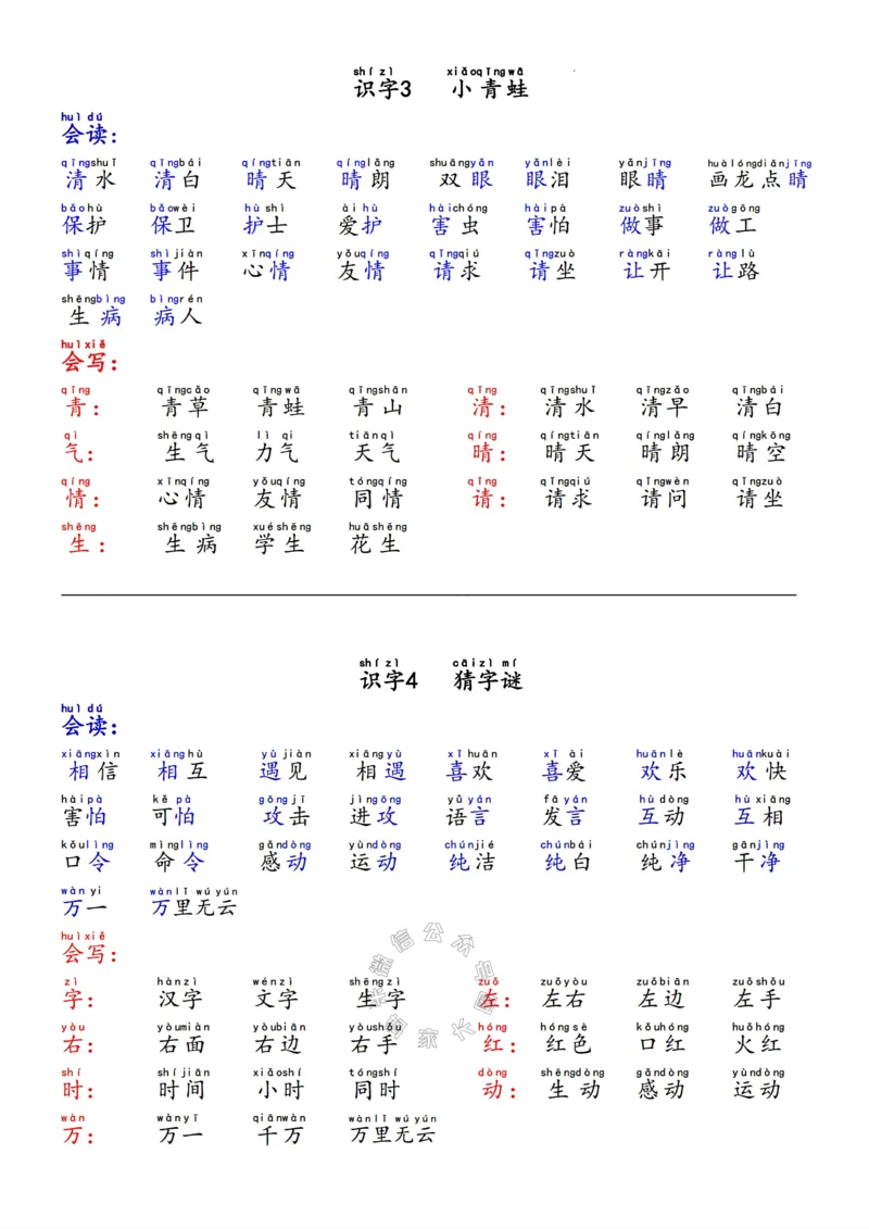 《090.24春语文一年级下册读写作业1-4单元_小学1-6年级全科全套_1-6年级全科下册_一年级_其他补充资料_语文资料》第2页预览