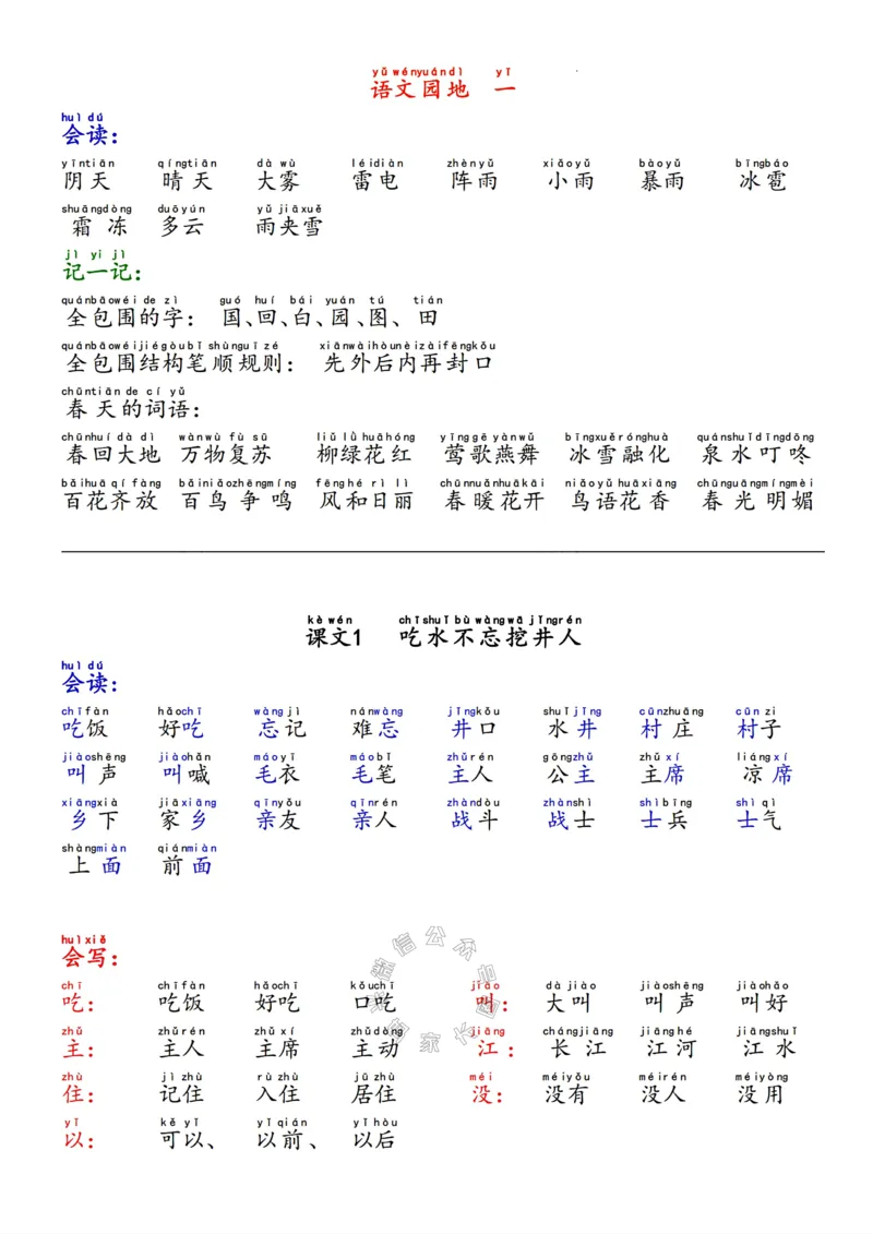 《090.24春语文一年级下册读写作业1-4单元_小学1-6年级全科全套_1-6年级全科下册_一年级_其他补充资料_语文资料》第3页预览