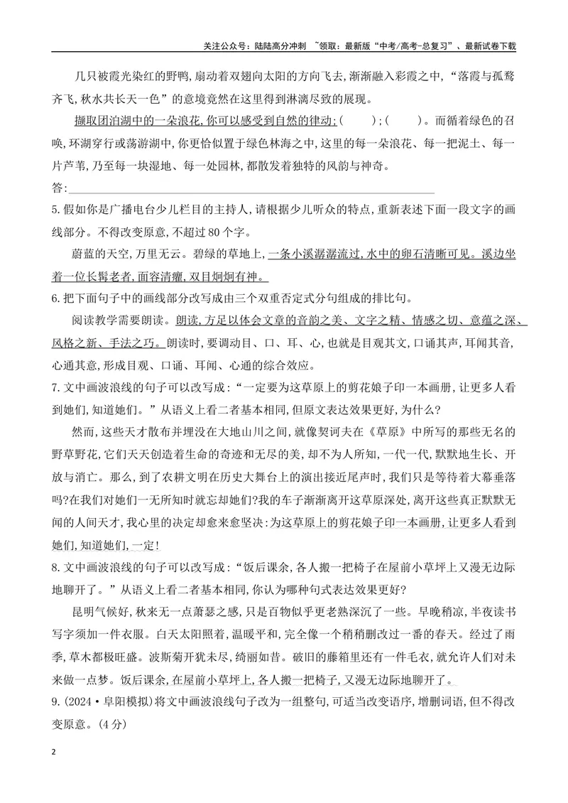 《07句式的运用和分析对点训练（原卷版）_一轮复习_2025年_2025年高考语文一轮复习阅读鉴赏全国通用_资料_4-语言文字运用》第2页预览