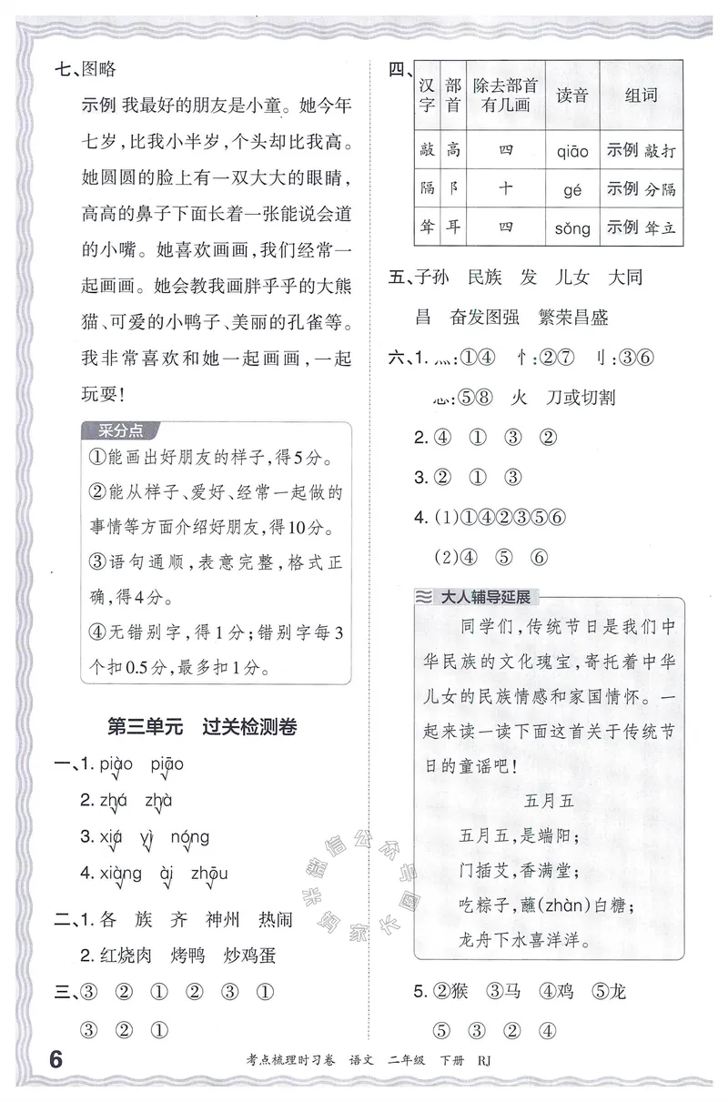 《071.24春语文王朝霞考点梳理时习卷二年级下册答案公众号：米妈家长圈_小学1-6年级全科全套_1-6年级全科下册_二年级_其他补充资料_语文资料》第7页预览