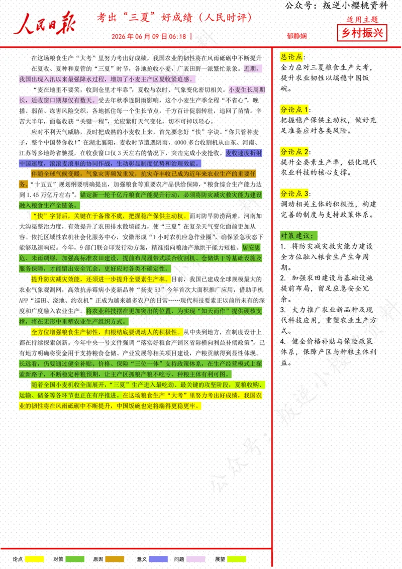 《09日-考出“三夏”好成绩（人民时评）_3539.2027北京定向选调_08选调高分范文+写作素材+申论刷题集_20、人民日报范文每日精讲（按月更新）_6月人民日报精读》第1页预览