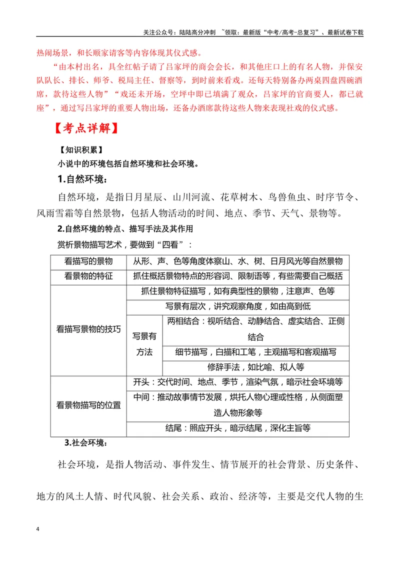 《01高考文学类阅读：环境描写及其作用-（全国通用）解析版_专项复习_2024年_2024高考文学类文本阅读考点讲解与对点训练（全国通用）_资料_1-资料》第4页预览