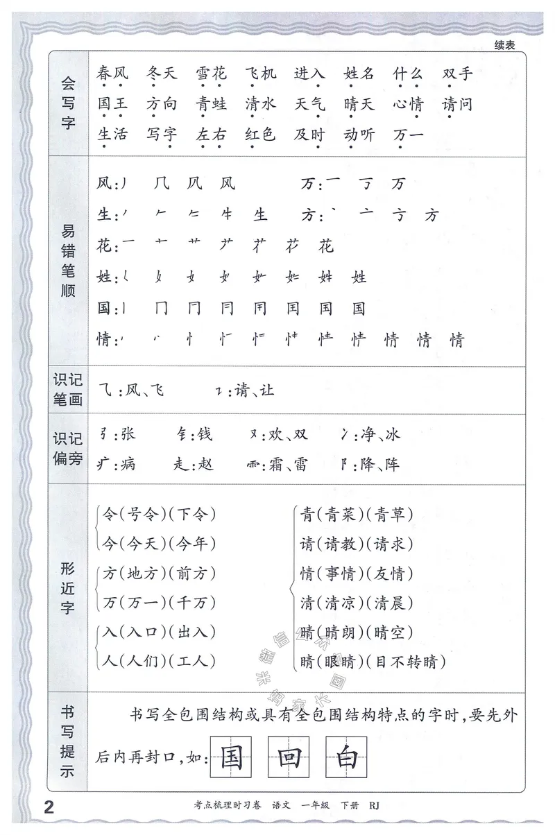 《072.24春语文王朝霞考点梳理时习卷一年级下册考点梳理手册_小学1-6年级全科全套_1-6年级全科下册_一年级_其他补充资料_语文资料》第3页预览