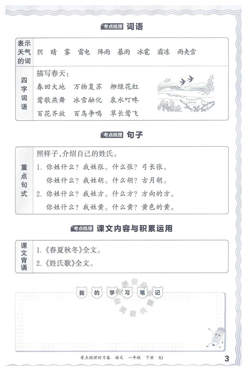 《072.24春语文王朝霞考点梳理时习卷一年级下册考点梳理手册_小学1-6年级全科全套_1-6年级全科下册_一年级_其他补充资料_语文资料》第4页预览