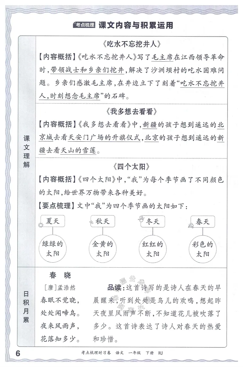 《072.24春语文王朝霞考点梳理时习卷一年级下册考点梳理手册_小学1-6年级全科全套_1-6年级全科下册_一年级_其他补充资料_语文资料》第7页预览