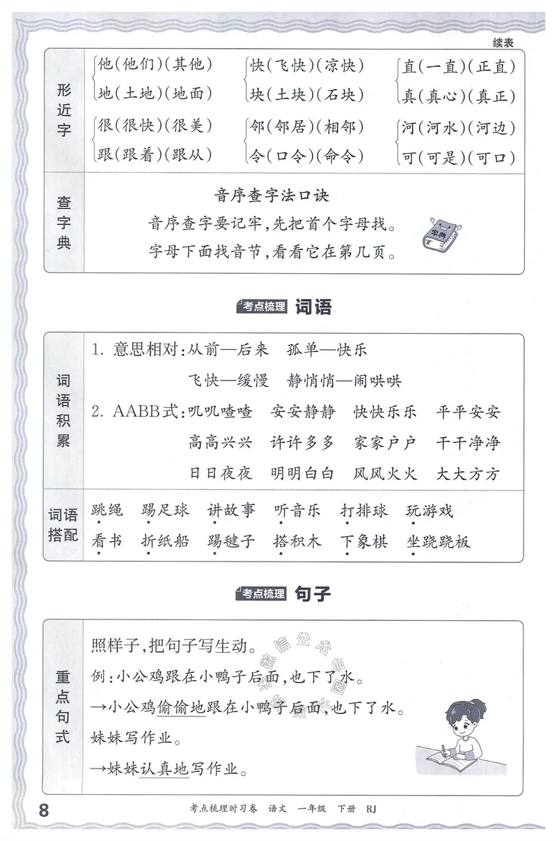 《072.24春语文王朝霞考点梳理时习卷一年级下册考点梳理手册_小学1-6年级全科全套_1-6年级全科下册_一年级_其他补充资料_语文资料》第9页预览