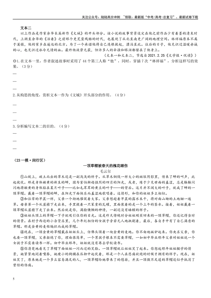 《11文学文本：记叙人称（原卷版）_专项复习_2025年_2025年高考语文文学类文本阅读16练（上海专用）》第5页预览