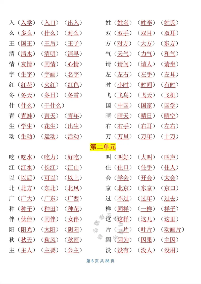 《082.一年级语文下册《寒假预习》知识_小学1-6年级全科全套_1-6年级全科下册_一年级_其他补充资料_语文资料》第6页预览