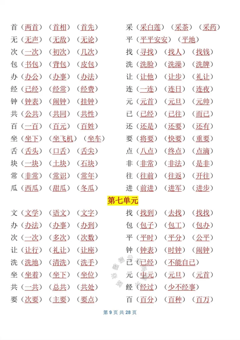 《082.一年级语文下册《寒假预习》知识_小学1-6年级全科全套_1-6年级全科下册_一年级_其他补充资料_语文资料》第9页预览