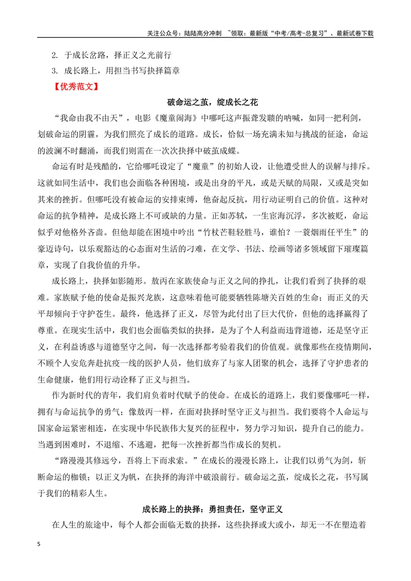 《02《哪吒2之魔童闹海》热点作文素材、最新热点作文-（全国通用）_专项复习_2025年_2025年高考语文作文专项复习_资料_高考语文二轮复习之作文（全国通用）》第5页预览
