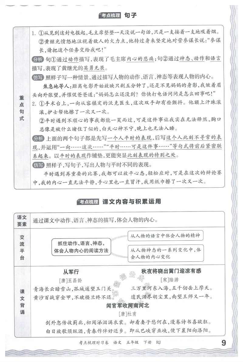 《072.24春语文王朝霞考点梳理时习卷五年级下册考点梳理手册公众号：米妈家长圈_小学1-6年级全科全套_1-6年级全科下册_五年级_其他补充资料_教辅系列_语文资料》第10页预览