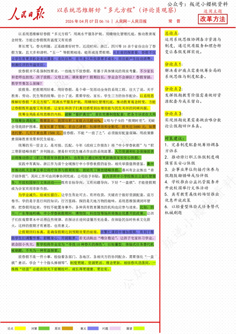 《07日-以系统思维解好“多元方程”（评论员观察）_3539.2027北京定向选调_08选调高分范文+写作素材+申论刷题集_20、人民日报范文每日精讲（按月更新）_4月人民日报精读》第1页预览