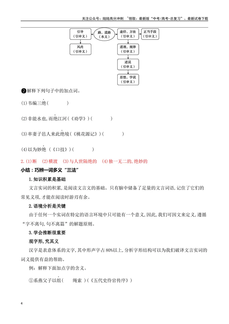 《11文言实词（一词多义、古今异义、通假）巧判断-_一轮复习_2024年_2024年高考语文一轮复习之文言文阅读（全国通用）_资料》第4页预览