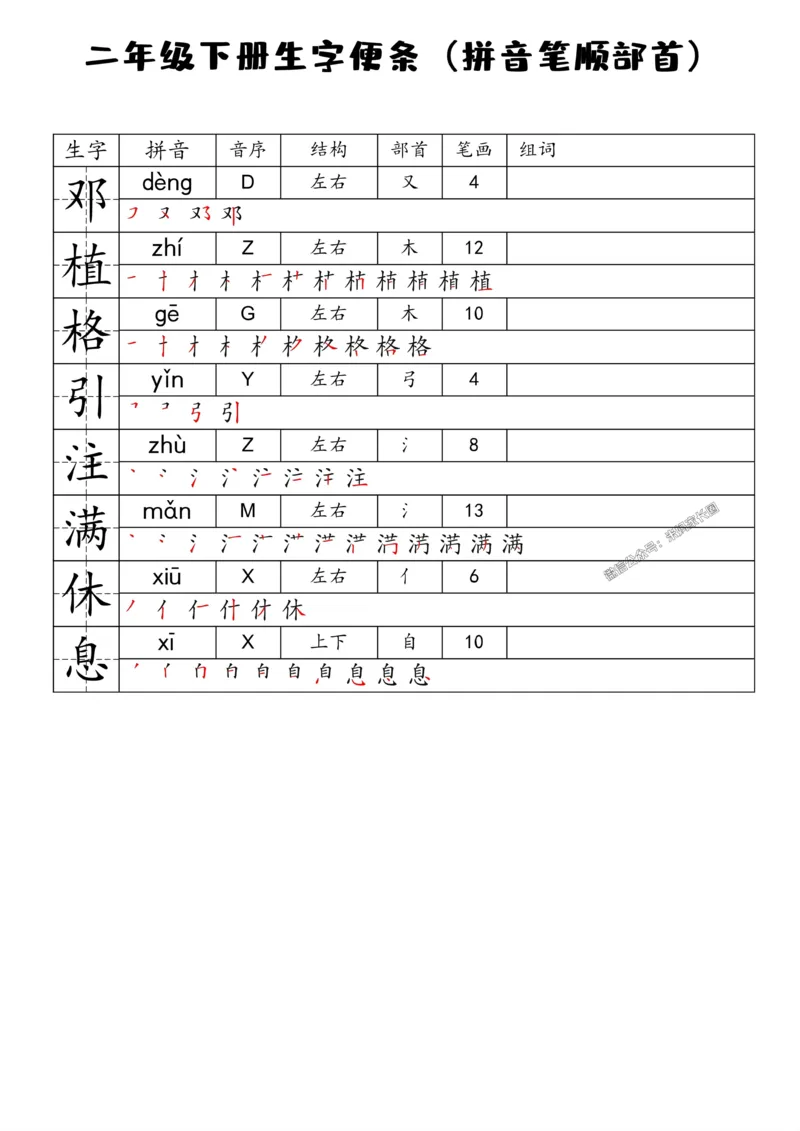 《090.24春语文一类字生字便条二年级下册公众号：米妈家长圈_小学1-6年级全科全套_1-6年级全科下册_二年级_其他补充资料_语文资料》第4页预览