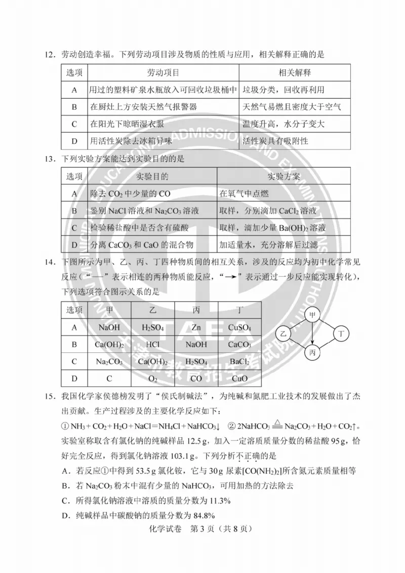 《2023天津化学试卷+答案(PDF版)_12.2026年4月全国各地高考模拟卷_2026版初中金考卷•45套中考试卷汇编系列合集_全国版中考真题(1)_各省市《历年中考真题》2013-2024(10)_02天津卷》第3页预览