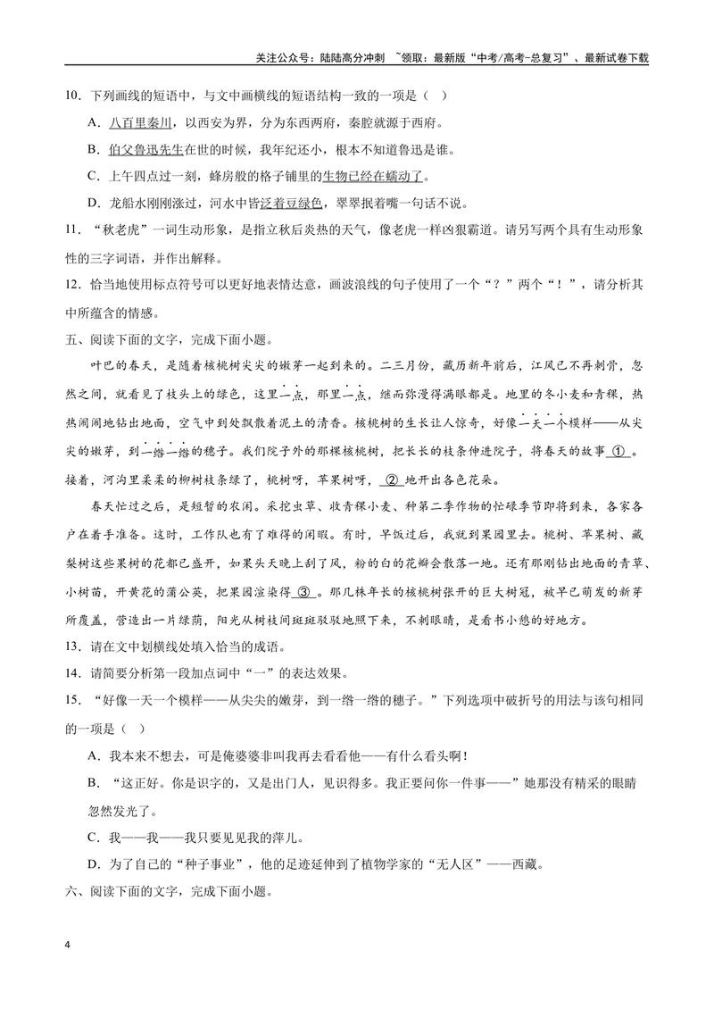 《08标点符号（原卷版）_二轮复习_2025年_2025年新高考语文二轮复习高频考点重难点强化训练卷_资料》第4页预览