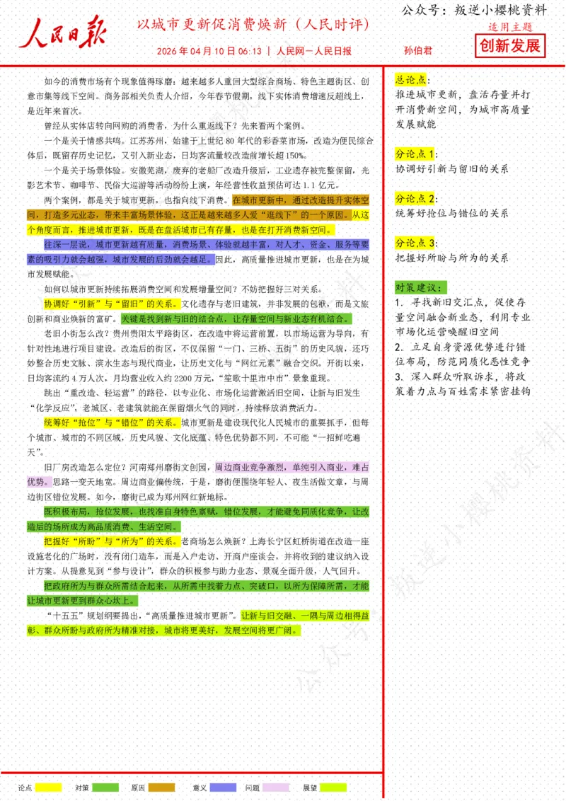 《10日-以城市更新促消费焕新（人民时评）_3539.2027北京定向选调_08选调高分范文+写作素材+申论刷题集_20、人民日报范文每日精讲（按月更新）_4月人民日报精读》第1页预览