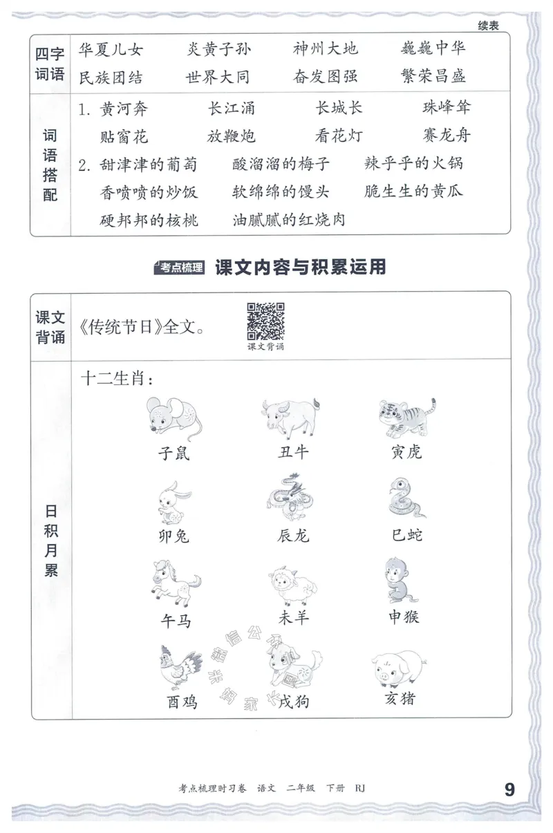 《072.24春语文王朝霞考点梳理时习卷二年级下册考点梳理手册公众号：米妈家长圈_小学1-6年级全科全套_1-6年级全科下册_二年级_其他补充资料_语文资料》第10页预览