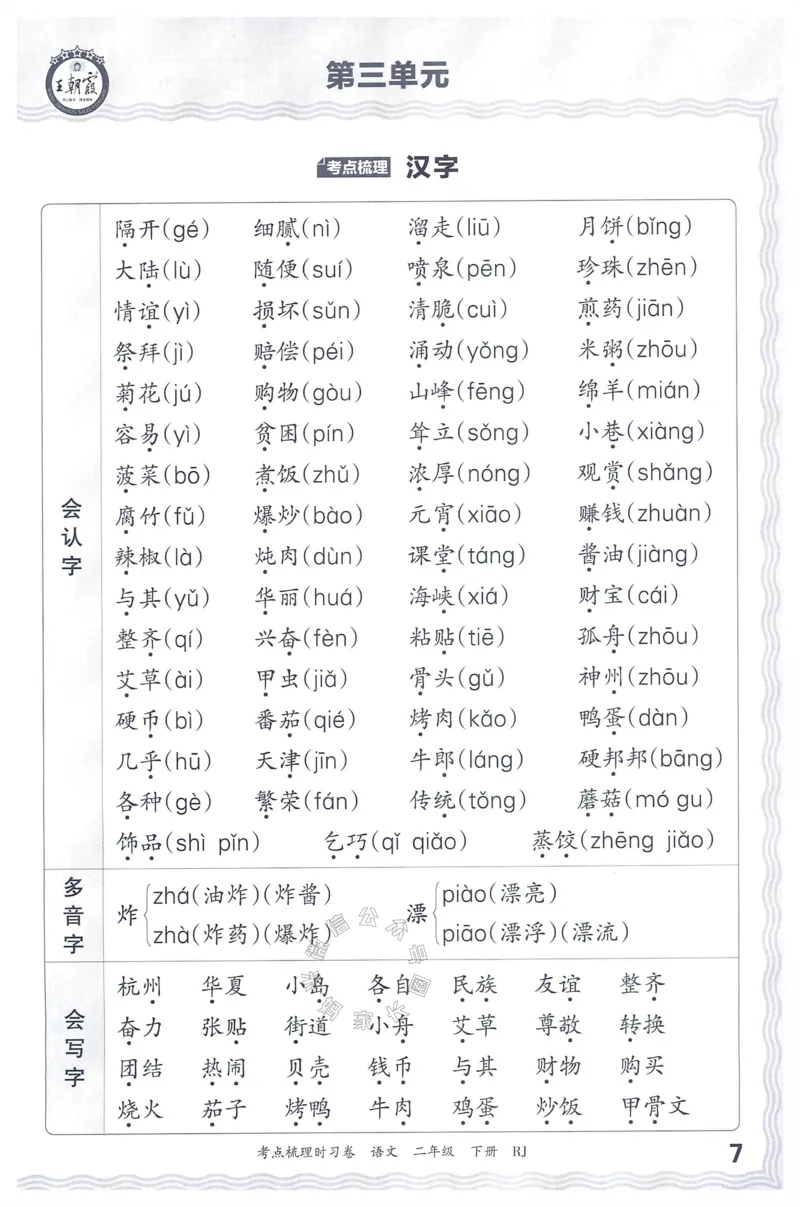 《072.24春语文王朝霞考点梳理时习卷二年级下册考点梳理手册公众号：米妈家长圈_小学1-6年级全科全套_1-6年级全科下册_二年级_其他补充资料_语文资料》第8页预览