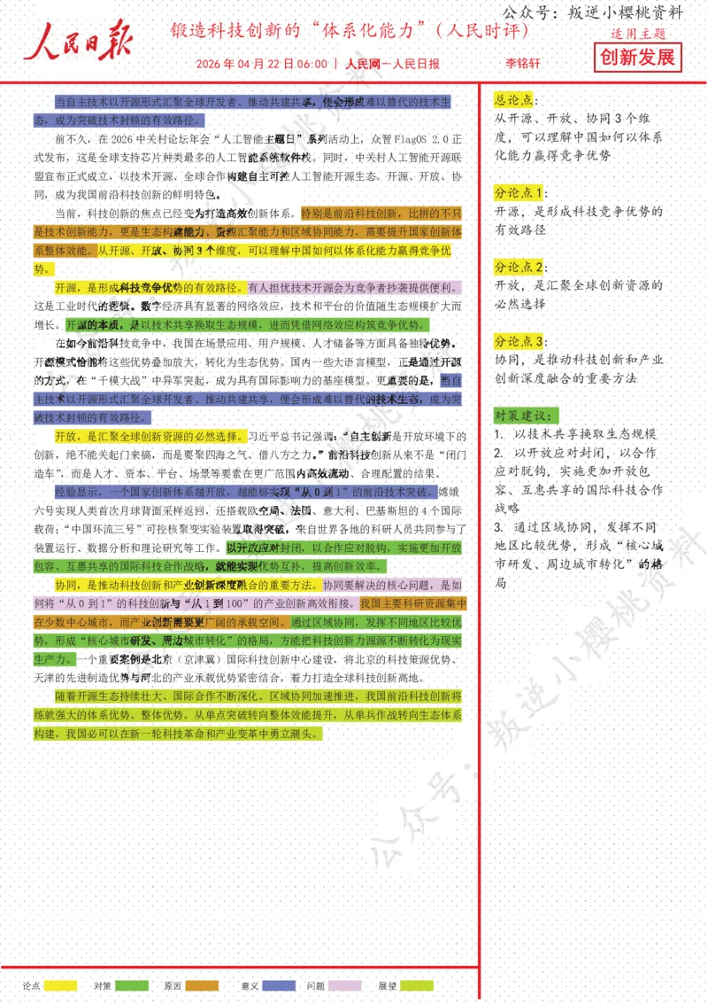 《22日-锻造科技创新的“体系化能力”（人民时评）_3539.2027北京定向选调_08选调高分范文+写作素材+申论刷题集_20、人民日报范文每日精讲（按月更新）_4月人民日报精读》第1页预览