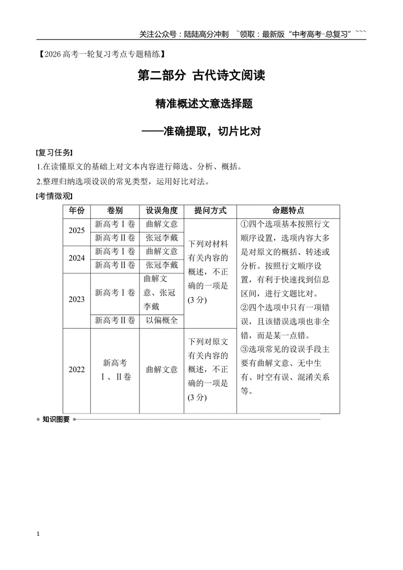 《13精准概述文意选择题解题技巧_一轮复习_2026年-语文一轮复习_2026年高考语文一轮复习之古诗文专题（全国通用）-G387_资料》第1页预览