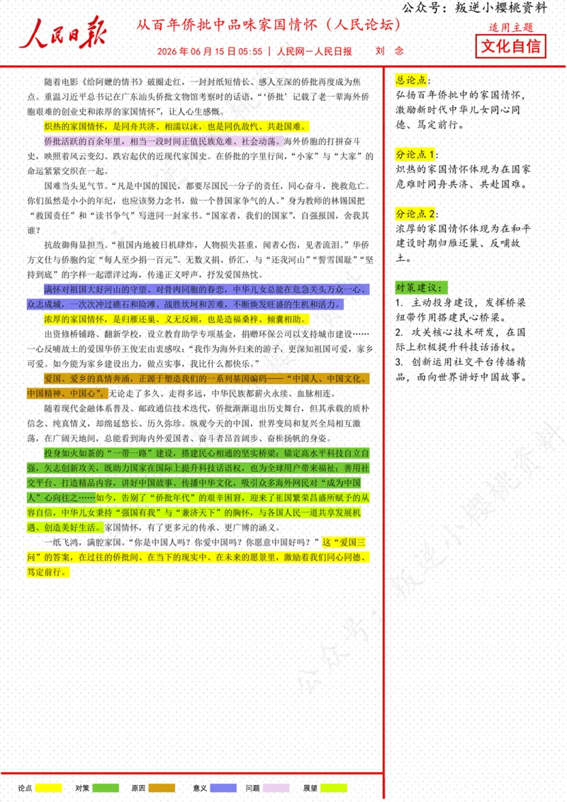 《15日-从百年侨批中品味家国情怀（人民论坛）_3539.2027北京定向选调_08选调高分范文+写作素材+申论刷题集_20、人民日报范文每日精讲（按月更新）_6月人民日报精读》第1页预览