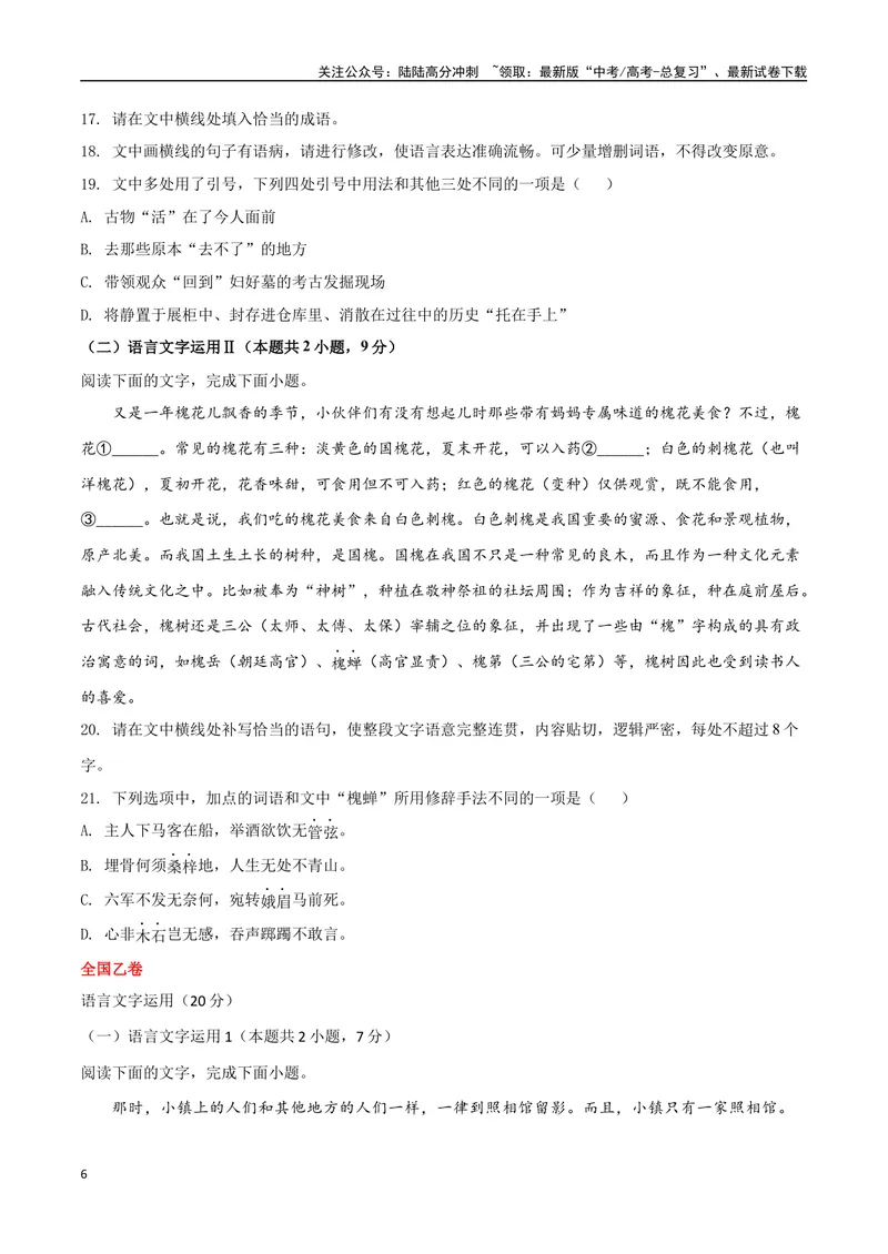 《01高考语言文字运用真题练（2022-2023）-原卷版_一轮复习_2024年_2024年高考语文一轮复习之语言文字运用（全国通用）_资料》第6页预览