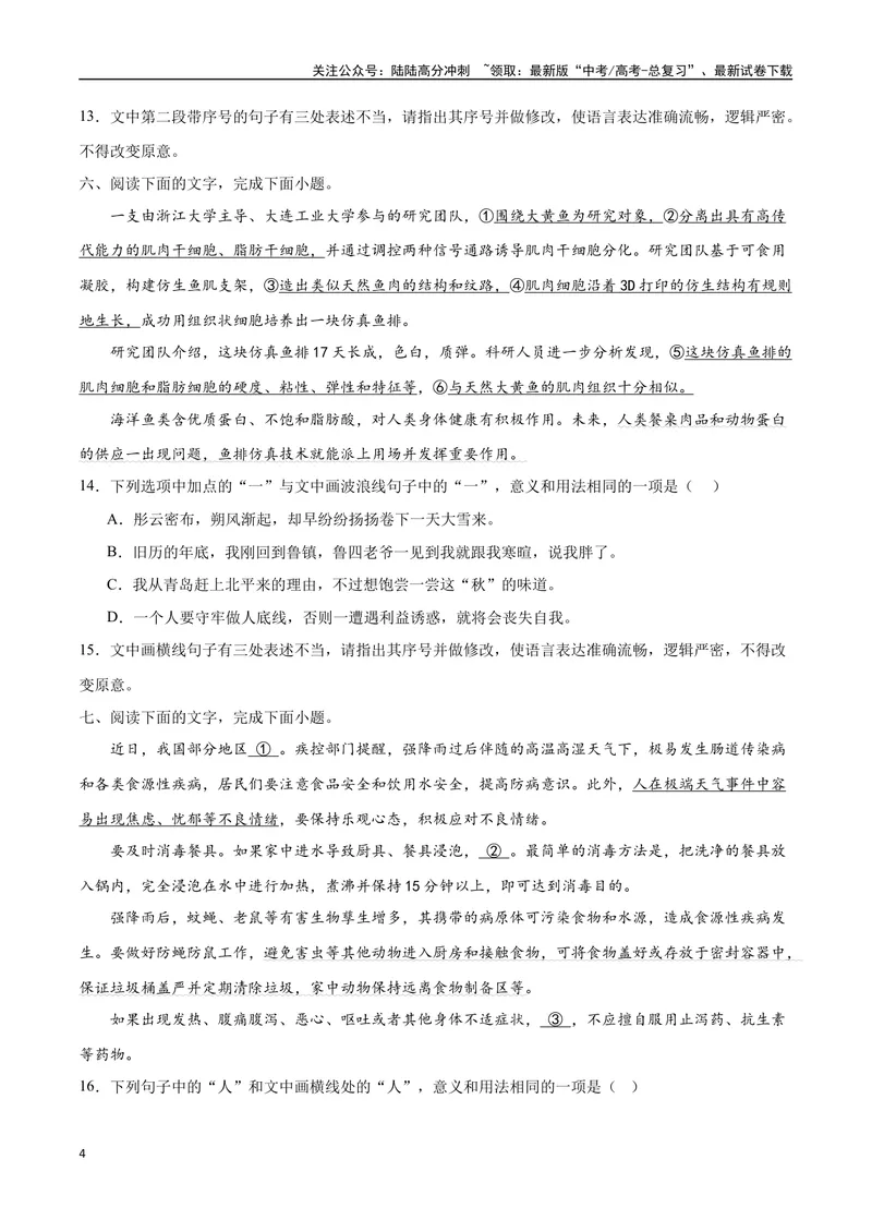 《04病句（原卷版）_二轮复习_2025年_2025年新高考语文二轮复习高频考点重难点强化训练卷_资料》第4页预览
