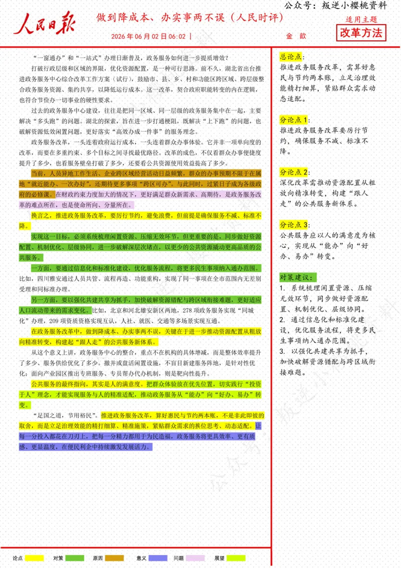 《02日-做到降成本、办实事两不误（人民时评）_3539.2027北京定向选调_08选调高分范文+写作素材+申论刷题集_20、人民日报范文每日精讲（按月更新）_6月人民日报精读》第1页预览