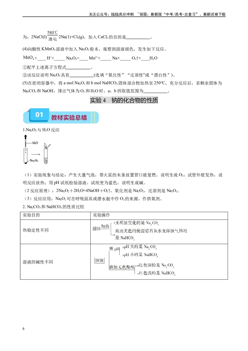 《专题02钠及其化合物（实验3~4）（原卷版）_05-化学-高考总复习_专项复习_2025年_2025年高考化学教材实验及其延伸拓展》第6页预览