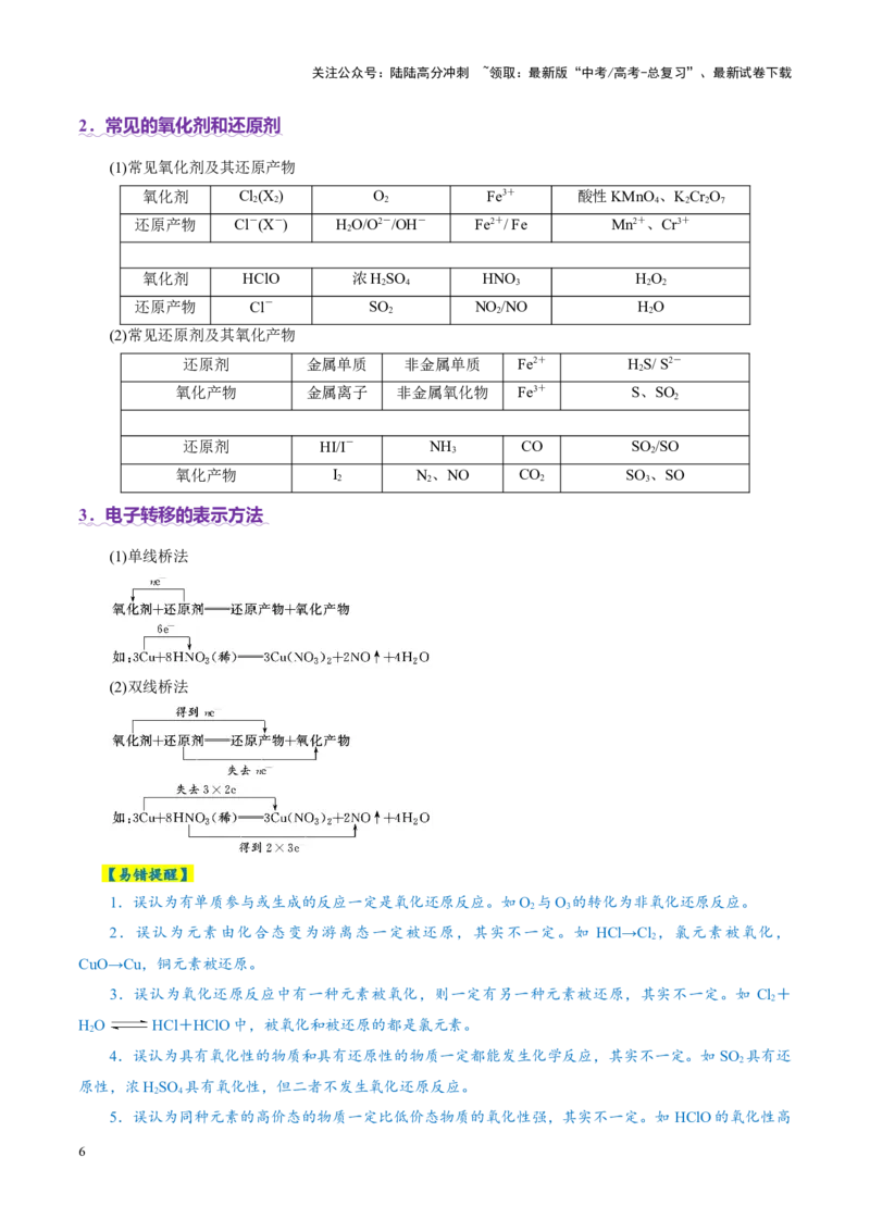 《专题04氧化还原反应（讲义）（学生版）_05-化学-高考总复习_二轮复习_2025年_2025年高考化学二轮复习课件+讲义+练习（新高考通用）》第6页预览