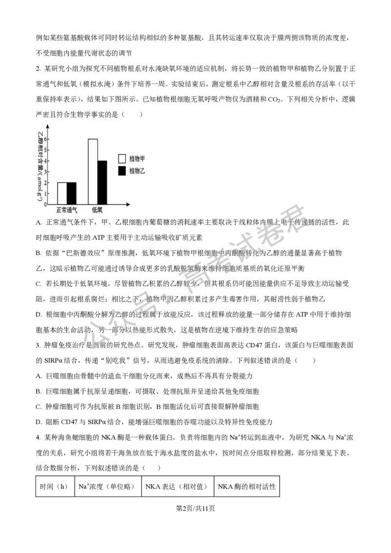 《06_生物_贵阳市第一中学2026-2027年高三年级8月高考适应性月考卷（一）_试卷+答案_小初高学习资料合集（每天更新）_贵阳市第一中学2026-2027年高三年级8月高考适应性月考卷（一）》第2页预览