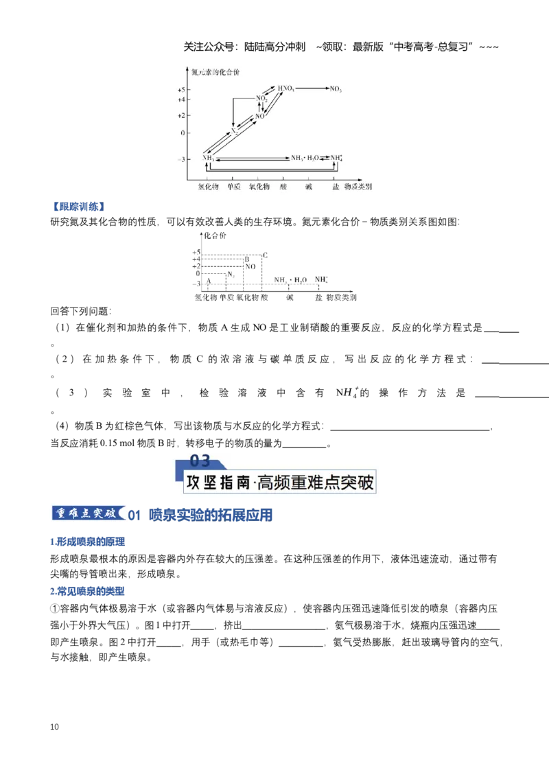 《专题03氮及其化合物（知识清单）（全国通用）（学生版）_05-化学-高考总复习_一轮复习_2026年-化学高考一轮复习_2026年高考化学一轮复习讲义+练习+课件（新教材新高考）-G55_2026版》第10页预览