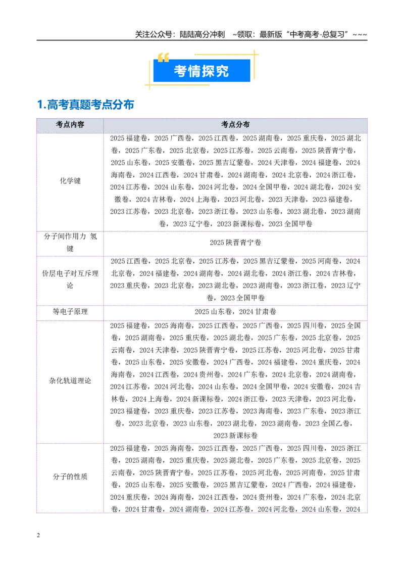 《专题03分子结构与性质化学键（高效培优讲义）（学生版）_05-化学-高考总复习_一轮复习_2026年-化学高考一轮复习_2026年高考化学一轮复习考点精讲精练（新高考通用）-G58_2026版》第2页预览