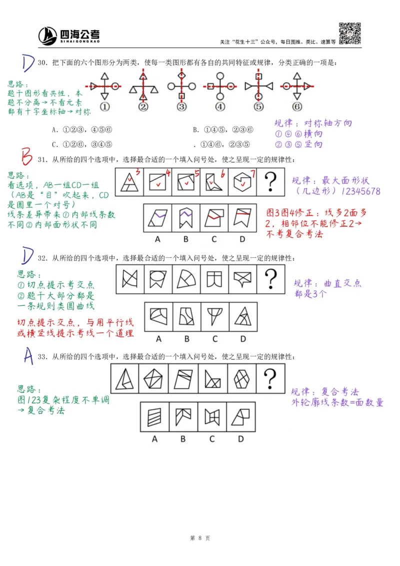 《龙飞丨26图推500题复盘笔记（130页全）_3539.2027北京定向选调_052027行测资料（名师笔记+技巧+必考点）_10判断推理）专项资料》第8页预览