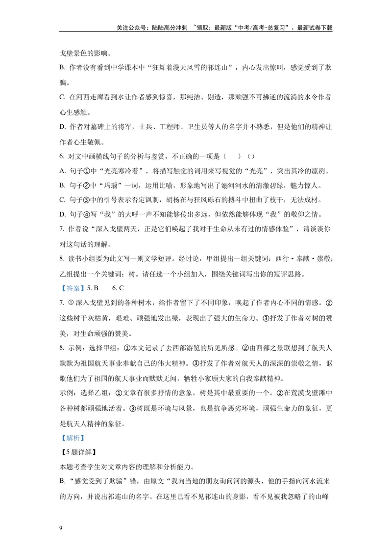 《2024年新高考1卷语文真题变式练习之文学类文本阅读_专项复习_2024年_2024年语文真题变式题》第9页预览