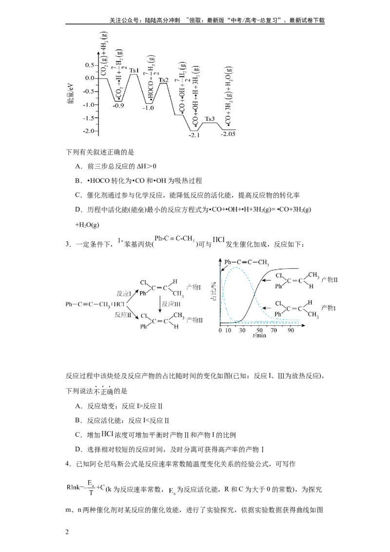 《专项训练活化能的判断及计算（原卷版）_05-化学-高考总复习_一轮复习_2024年_2024年高三化学一轮复习高考专项训练知识梳理练习_资料》第2页预览