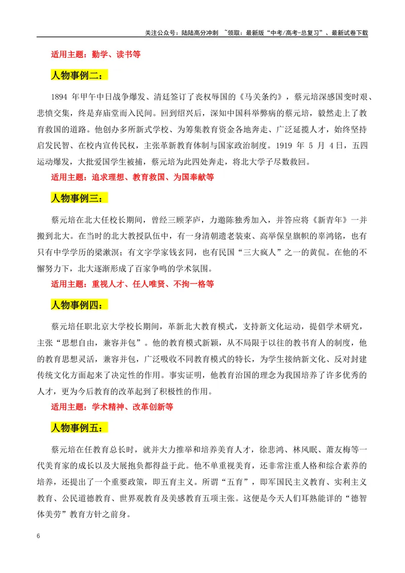 《2024年高考优秀议论文必不可少的人物素材-（全国通用）_专项复习_2024年_2024年高考语文作文月月热点素材积累运用写作练全国通用_资料》第6页预览