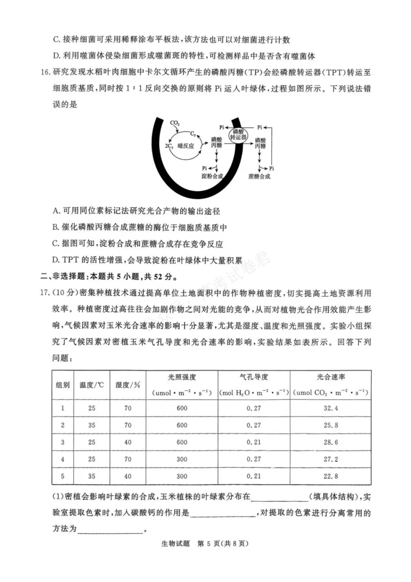 《2025—2026学年高三9月高三质量检测生物试题答案解析评分细则2025—2026学年高三9月高三质量检测生物试题_小初高学习资料合集（每天更新）》第5页预览