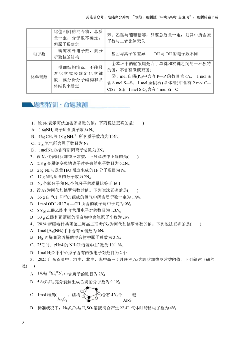 《专题02化学计量及其应用(讲义)(原卷版)_05-化学-高考总复习_二轮复习_2024年_2024年高考化学二轮复习讲练测（新教材新高考）_配套讲义（原卷版+解析版）》第9页预览