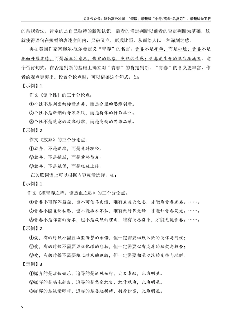 《6.2分论点设置·句式角度（全国通用）_专项复习_2025年_2025年高考语文议论文写作提升讲与练（全国通用）_资料_1-资料》第5页预览