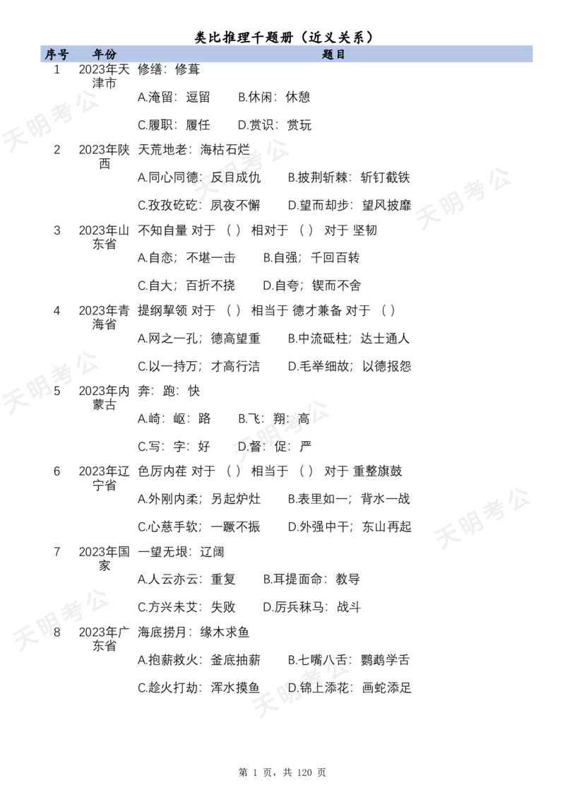 《特制版（无框顺序题目）_3539.2027北京定向选调_062027行测刷题-各模块刷题合集pdf版_2027类比推理千题册_（顺序版）类比推理_类比推理1.5_特制版（顺序无框版）新版》第3页预览