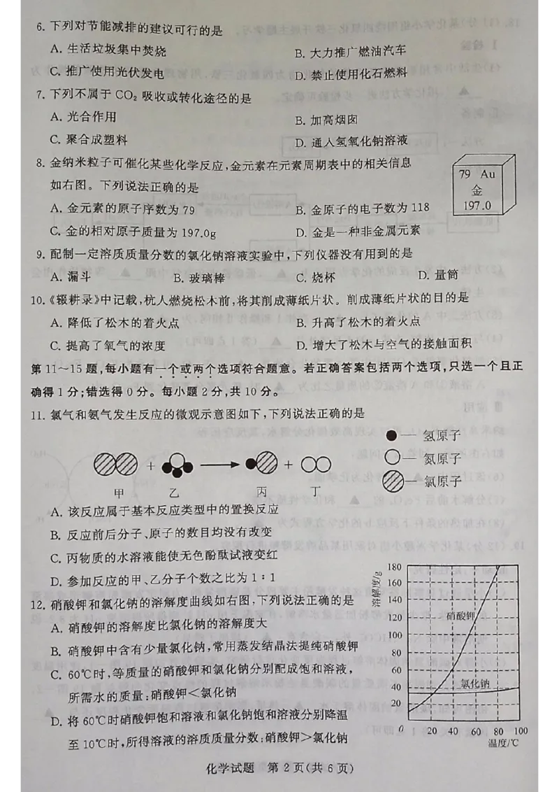 《2023泰州化学试卷(图片版)_12.2026年4月全国各地高考模拟卷_2026版初中金考卷•45套中考试卷汇编系列合集_全国版中考真题(1)_各省市《历年中考真题》2013-2024(10)_18江苏省各市试卷》第2页预览