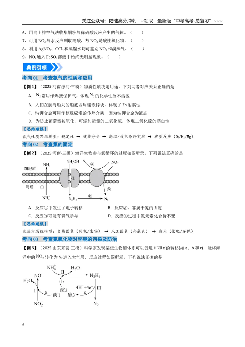 《专题03氮及其重要化合物（高效培优讲义）（学生版）_05-化学-高考总复习_一轮复习_2026年-化学高考一轮复习_2026年高考化学一轮复习考点精讲精练（新高考通用）-G58_2026版》第6页预览
