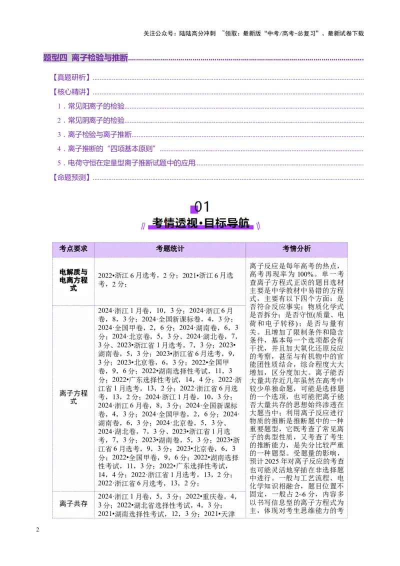《专题03离子反应（讲义）（教师版）_05-化学-高考总复习_二轮复习_2025年_2025年高考化学二轮复习课件+讲义+练习（新高考通用）》第2页预览