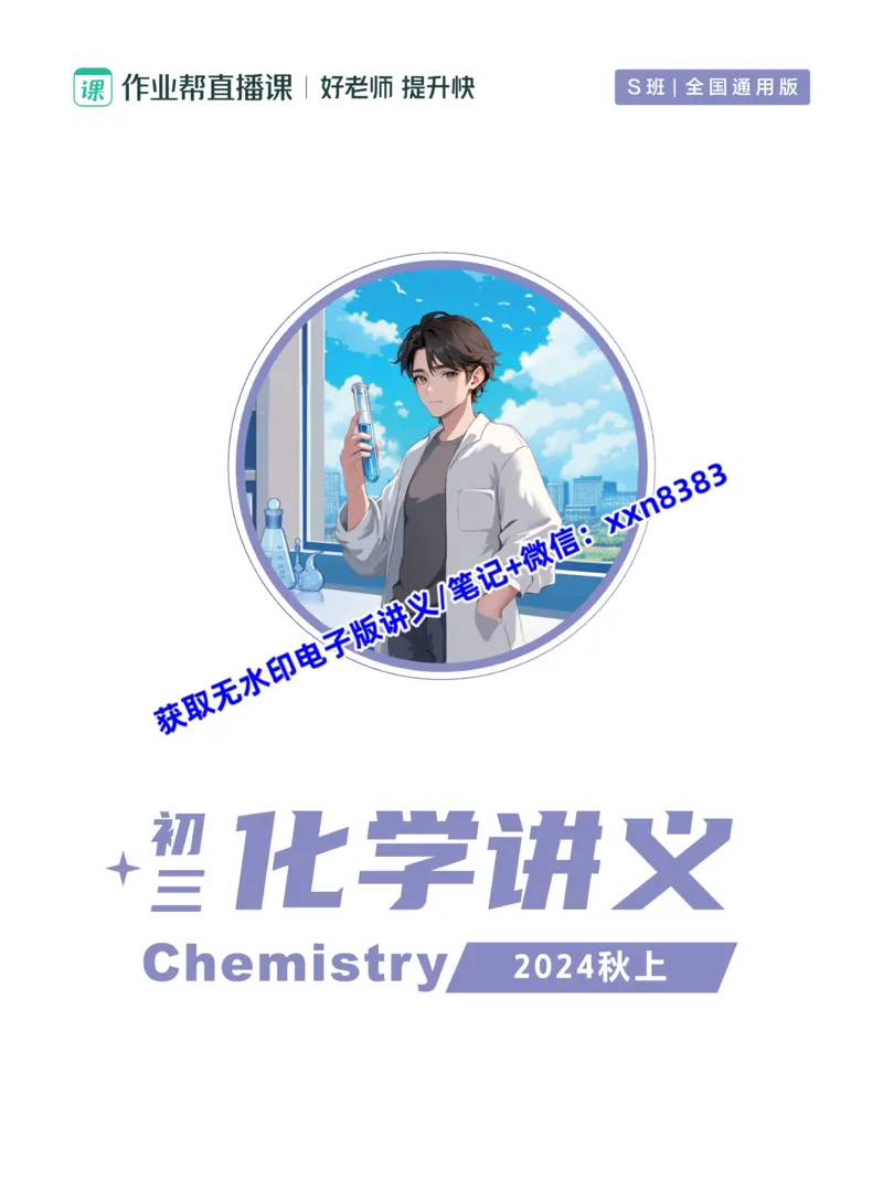 《2024秋上初三化学讲义｜S班｜全国通用版_2025初三网课_25初三化学_25初三杨雯智化学（作业帮）_暑期班S班_电子讲义》第1页预览
